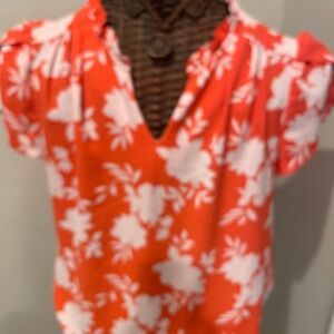 41 Hawthorn Red and White Floral Blouse